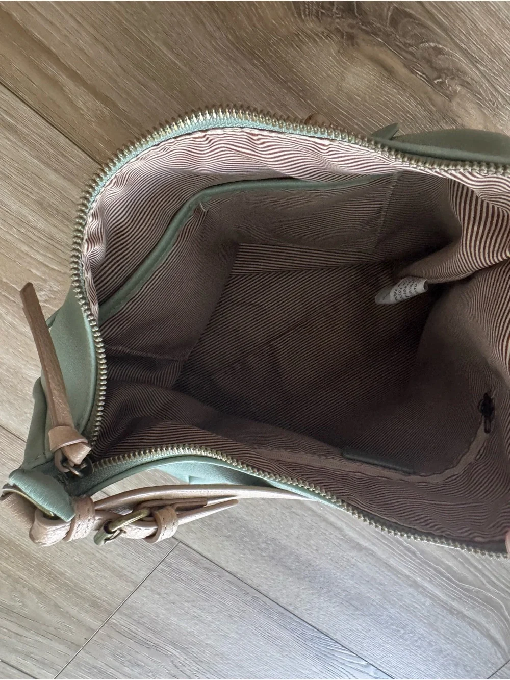 Market & Spruce Mint Green Leather Shoulder Bag with Tan Strap